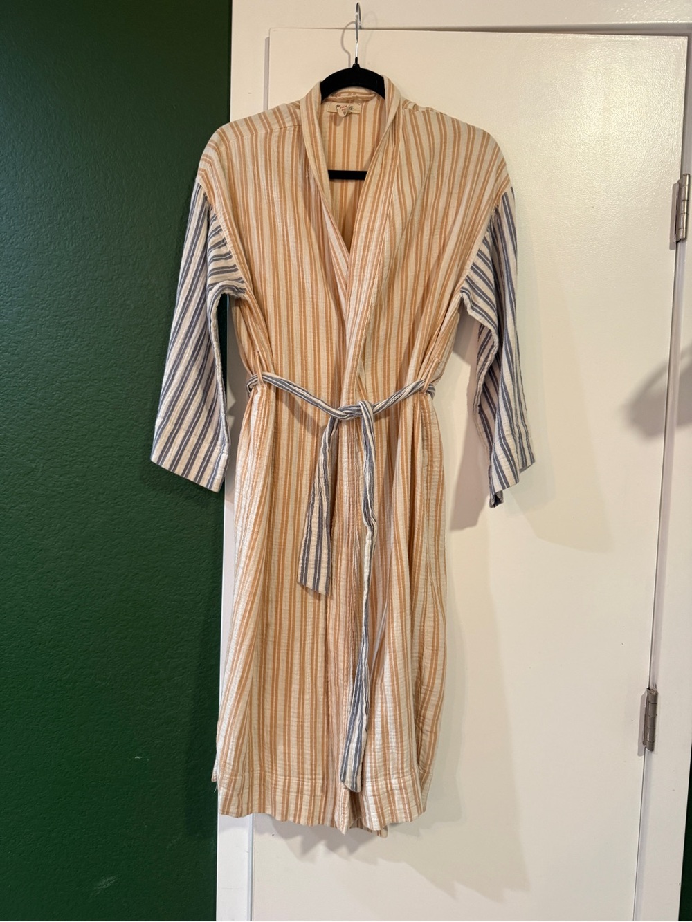 Madewell Cream and Tan Striped robe